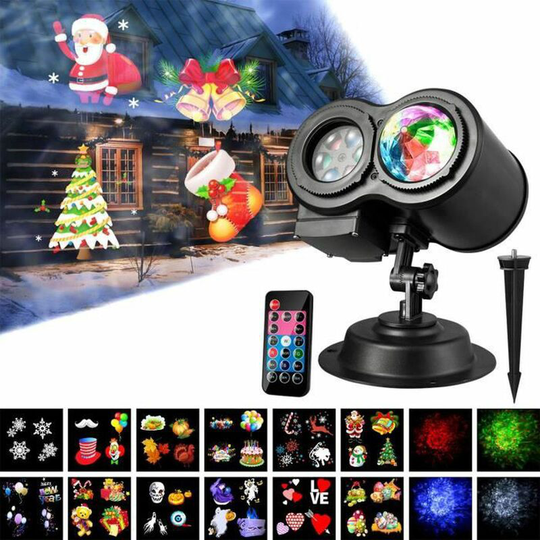 16 Slides led Projector 2 in 1 Outdoor/Indoor Projection Light with Remote Control for Christmas Halloween Party