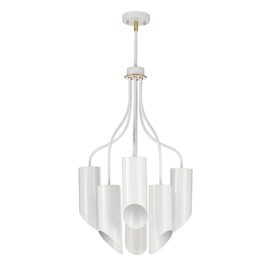 Elstead Lighting Quinto 6 Light Chandelier White Aged Brass