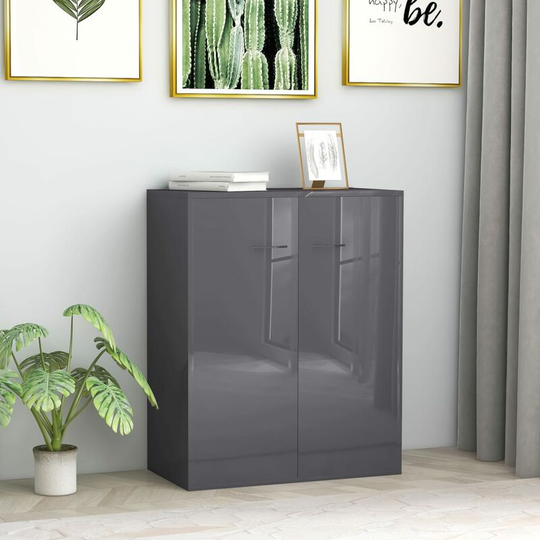 Sideboard High Gloss Grey 60x30x75 cm Chipboard FF800737_UK - Topdeal