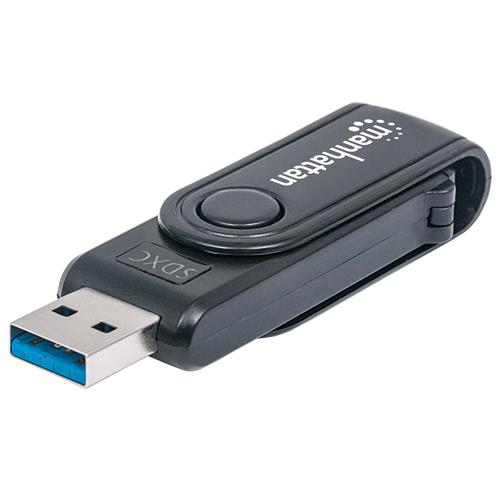 Manhattan USB-A Mini Multi-Card Reader/Writer 5 Gbps (USB 3.2 Gen1 aka USB 3.0) 24-in-1 SuperSpeed USB Windows or Mac Black Three Year Warranty Blister