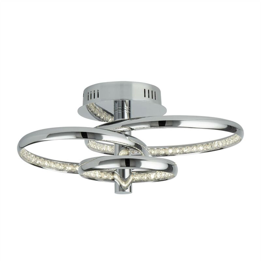Searchlight Rings - Integrated led Semi Flush Ceiling Light Chrome