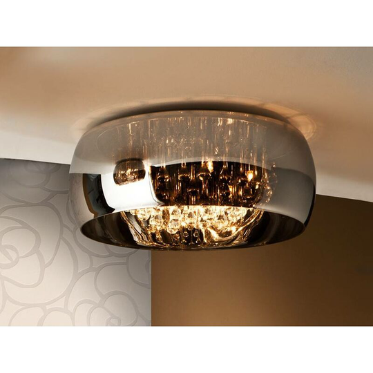 Schuller Argos - 6 Light Crystal Flush Ceiling Light Chrome, Mirror, G9