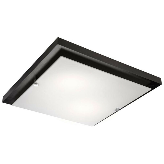 Square Simple Flush Ceiling Light Wenge, 2x E27