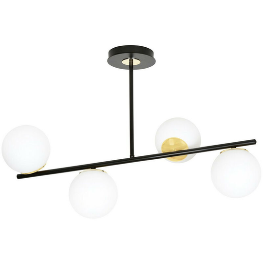 Emibig Floki Black/Gold Globe Ceiling Light with White Glass Shades, 4x E14