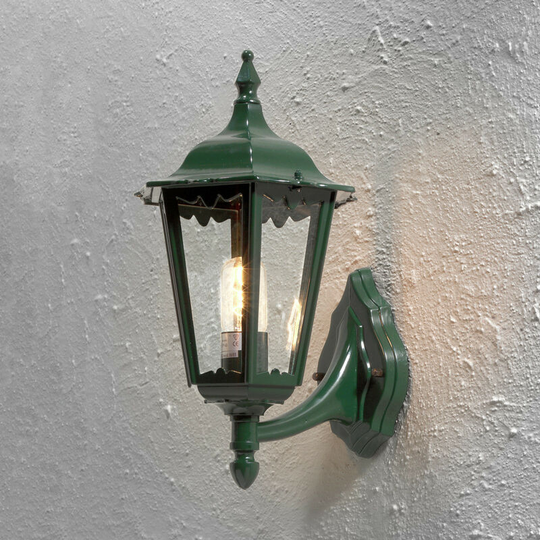 Konstsmide Firenze Outdoor Classic Large Lantern Up Wall Light - Shiny Green, IP43