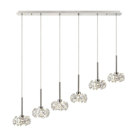 Luminosa , 6 Light G9 2m Linear Pendant With Polished Chrome And Crystal Shade