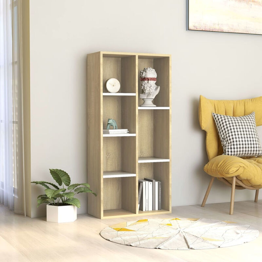 Asupermall - Book Cabinet White and Sonoma Oak 50x25x106 cm Chipboard