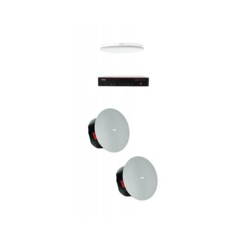 Medium Meeting Room Bundle with TesiraFORTÉ X 400 and White Ceiling Microphone.