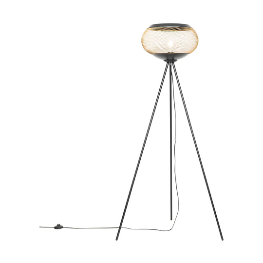 Qazqa - Modern tripod floor lamp black with gold - Lucas - Black