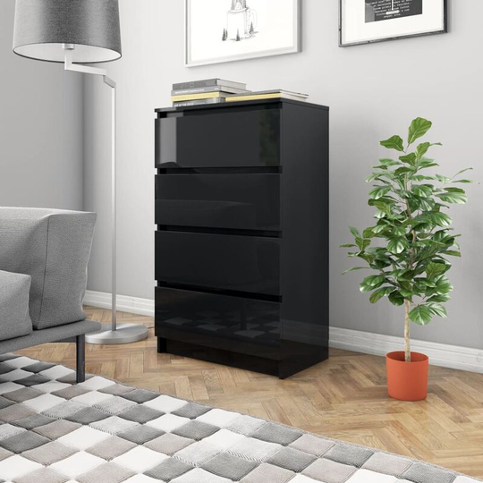 Sideboard High Gloss Black 60x35x98.5 cm Chipboard - Black