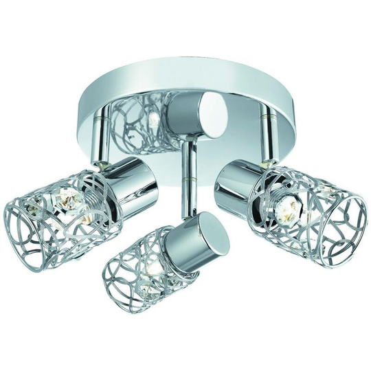 Searchlight Mesh Spot i - 3 Light Adjustable Ceiling Spotlight Chrome, Crystal Glass, G9