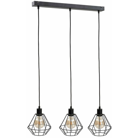 Keter Foskal Bar Pendant Ceiling Light Black, 60cm, 3x E27