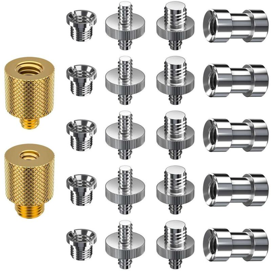 Soekavia - 22 Piece Threaded Screw 1/4 'to 3/8 Screw, Ball Head Tripod Head 1/4' to 1/4 'Screw with Stainless Steel Material for Tripod / Monopod /
