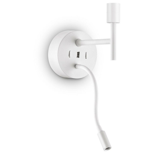 Ideal Lux Set Up Wall Light + Reading Light White Without Shade 3000K