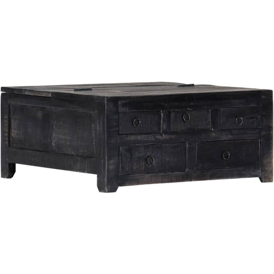 Coffee Table Black 65x65x30 cm Solid Mango Wood Vidaxl Black