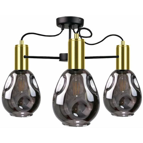 Keter Kari Multi Arm Semi Flush Ceiling Light Black, Gold, 60cm, 3x E27