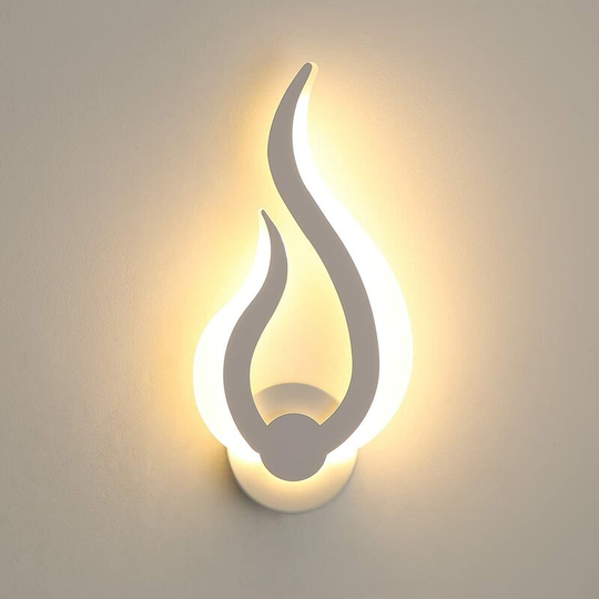 Aougo - Indoor Wall Light, Modern led Wall Lamp 10W, Warm White 3000K, 31cm Height, Flame Shape, Acrylic, Wall Mounted Night Light, for Living Room