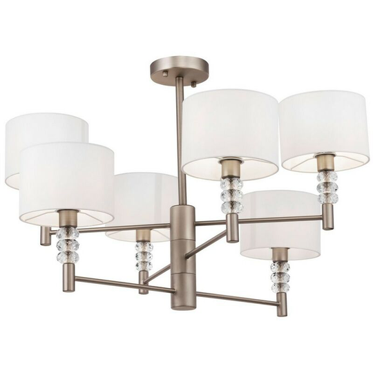 Maytoni Lighting - Lincoln Chandelier Nickel with White Shade, 6 Light, E14