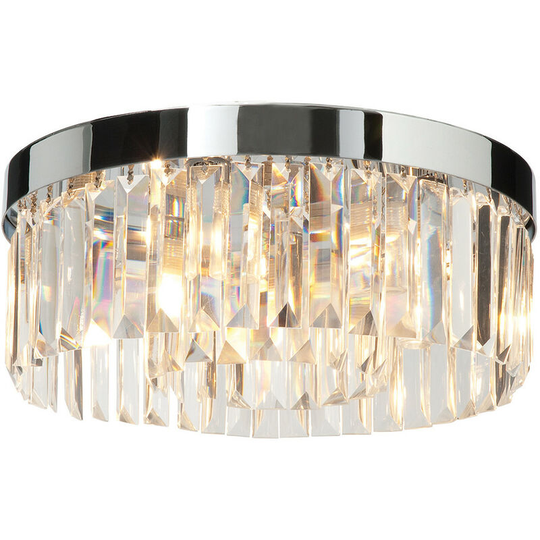 Decorative Flush Ceiling Light Chrome Plate, Clear Crystal