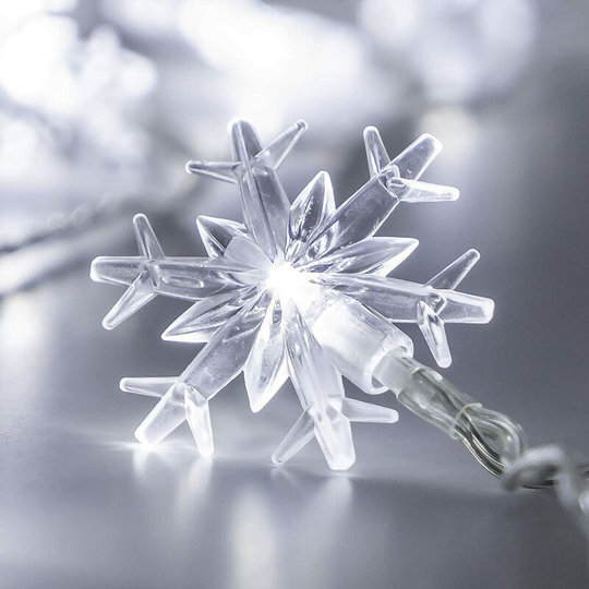 Aougo - led White Snowflake Battery Powered Indoor Fairy String Light Christmas Decoration Tree (40 led)