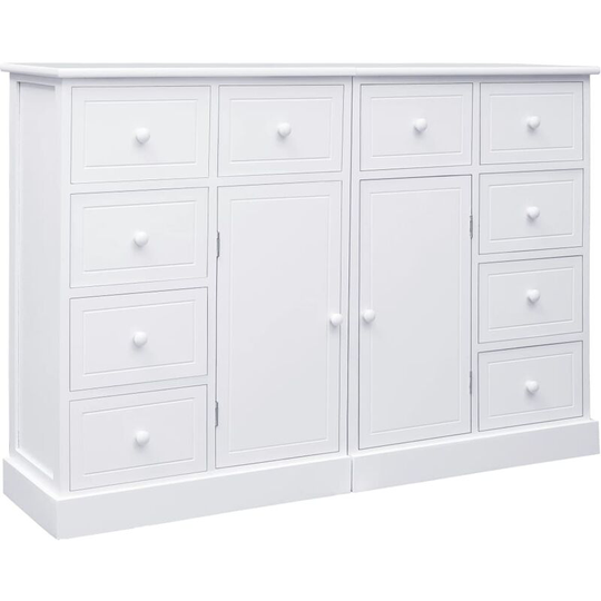Sideboard with 10 Drawers White 113x30x79 cm Wood - White