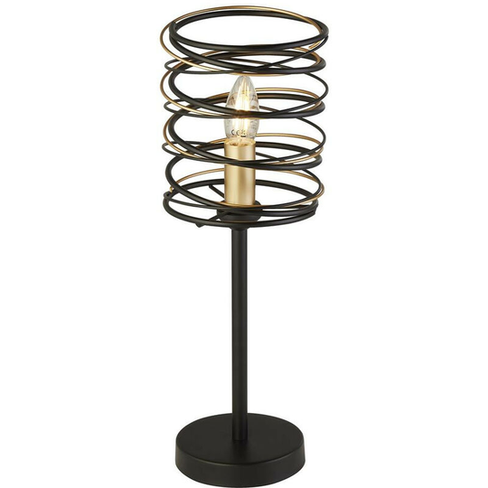 Searchlight Lighting - Searchlight Spring 1 Light Table Lamp, Black And Gold