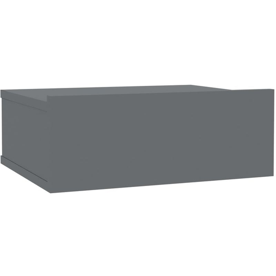 Floating Nightstand High Gloss Grey 40x30x15 cm Chipboard