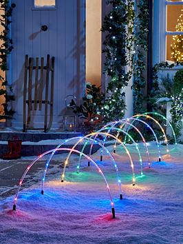 Set Of 8 Led Arch Garden Stake Lights