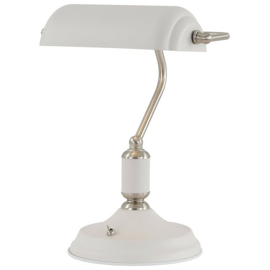 Luminosa Lighting - Banker Table Lamp 1 Light With Toggle Switch, Satin Nickel, Sand White