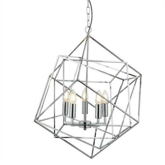 Searchlight Cube - 5 Light Ceiling Pendant Chrome, E14