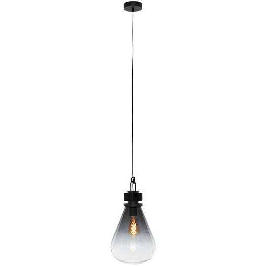 Sienna Lighting - Sienna Flere Dome Pendant Ceiling Lights Black Matt, Glass Transparent Grey