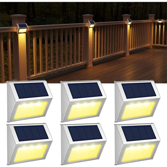 Aougo - Warm White】 Solar Lights Outdoor, Stainless Steel Solar Garden Lights, Waterproof Decorative Lights Suitable for Fences, Gardens, Stairs,