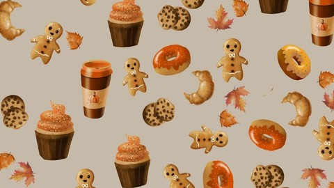 Autumn inspired Procreate digital Illustrations pattern