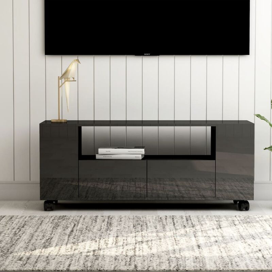 Devenirriche - tv Cabinet High Gloss Grey 120x35x43 cm Chipboard - Grey