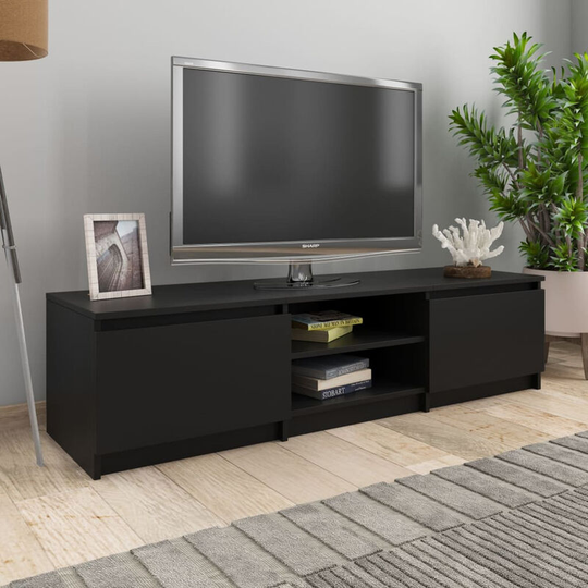 Tv Cabinet Black 140x40x35.5 cm Chipboard