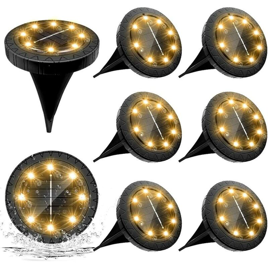 Aougo - Solar Lights Outdoor 8pack 8LED Solar Lights Outdoor Garden Lights Warm White Outdoor Waterproof led Spot Lights Decoration Solar Panel