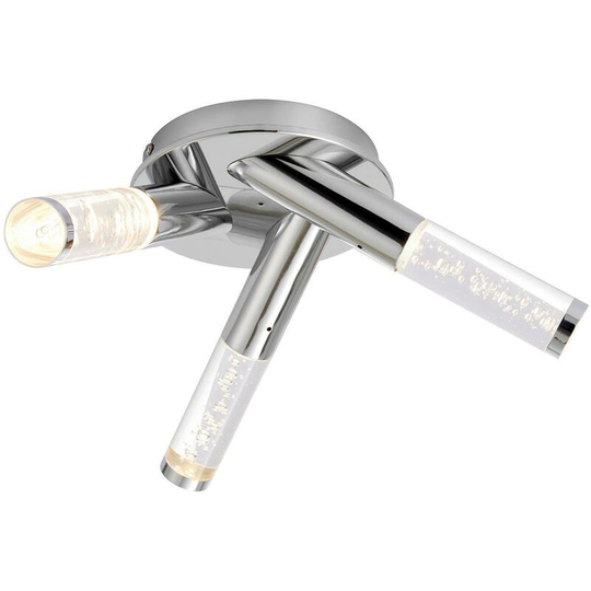 Endon Essence - 3 Light Semi Flush Bathroom Multi Arm Ceiling Light Chrome, Clear Acrylic with Bubbles IP44