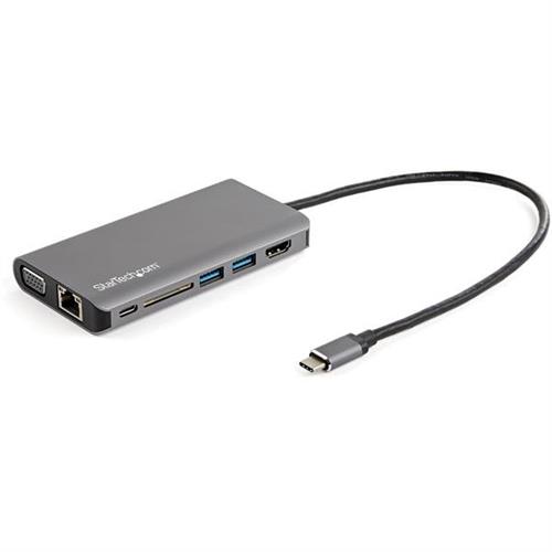 StarTech.com USB C Multiport Adapter - USB-C Mini Travel Dock w/ 4K HDMI or 1080p VGA - 3x USB 3.0 Hub SD GbE Audio 100W PD Pass-Through - Portable Docking Station for Laptop/Tablet
