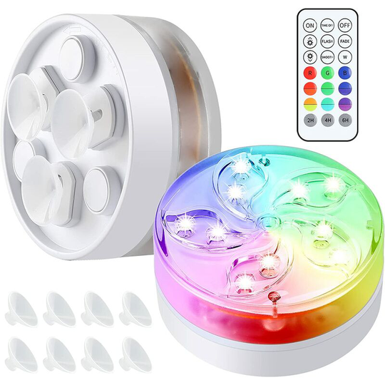 Aougo - Hot Tub Lights, IP68 Waterproof Pond Light, Submersible led Light with Magnetic Suction Cups, rf Remote Pool Lights, for Garden Pool Fish