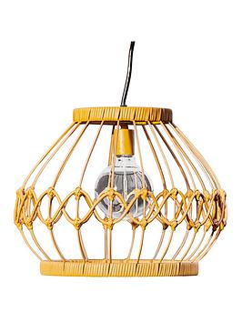 Peaktop Teamson Home Open Weave Lantern Shade Solar-Powered Pendant Light With Bulb And Remote