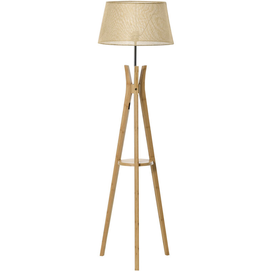 Tripod Floor Lamp Light E27 Base w/ Fabric Shade Storage Shelf, Beige - Beige - Homcom