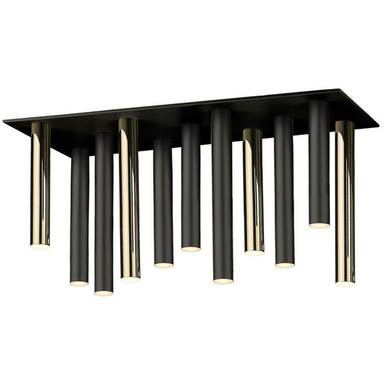 Zumaline Loya Integrated led Semi Flush Ceiling Light, Matt Black, French Gold, 11 Light, 4950LM 3000K