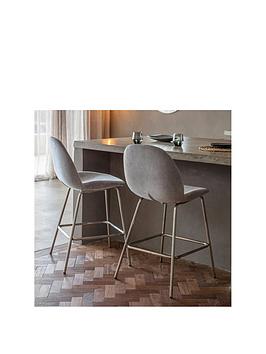 Hometown Interiors Cruzon Stool Light Grey Velvet (2Pk)