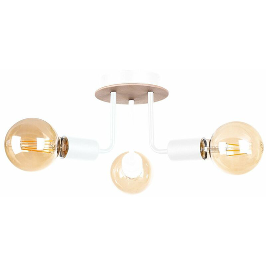 Keter Luna Multi Arm Semi Flush Ceiling Light Wood, White, 25cm, 3x E27