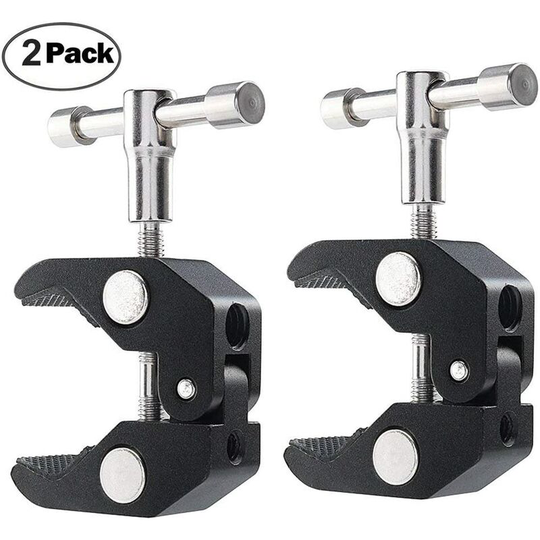 Super Clamp Camera Clamp Mount with 1/4' 3/8' Thread, Max Open 2.16'/6cm for Camera Photo Studio Photography Light Stand, Tripod, Monopod, Magic Arm,