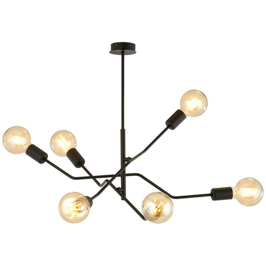 Emibig Frix Black Multi Arm Semi Flush Ceiling light 6x E27