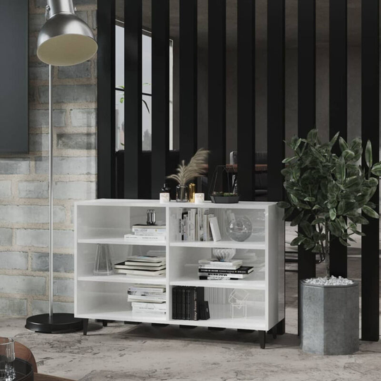 Sideboard High Gloss White 103.5x35x70 cm Chipboard