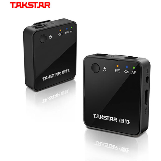 Takstar - V1 2.4G Wireless Microphone System Lavalier Video Mic Built-in Battery 50M Transmission Range with 3.5mm trs & trrs Audio Cable for dslr