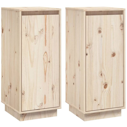 Sideboards 2 pcs 31.5x34x75 cm Solid Wood Pine Vidaxl Brown