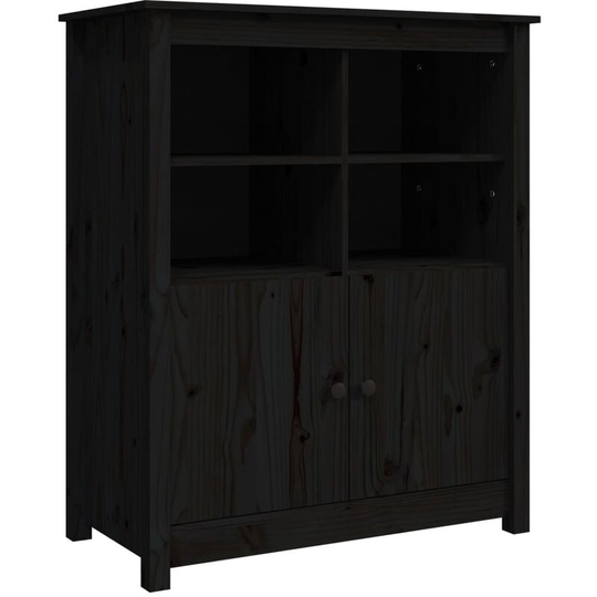 Sideboard Black 83x41.5x100 cm Solid Wood Pine Vidaxl Black